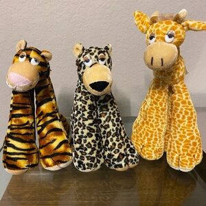 Plush Animal Toy Set - Tiger, Leopard, and Giraffe